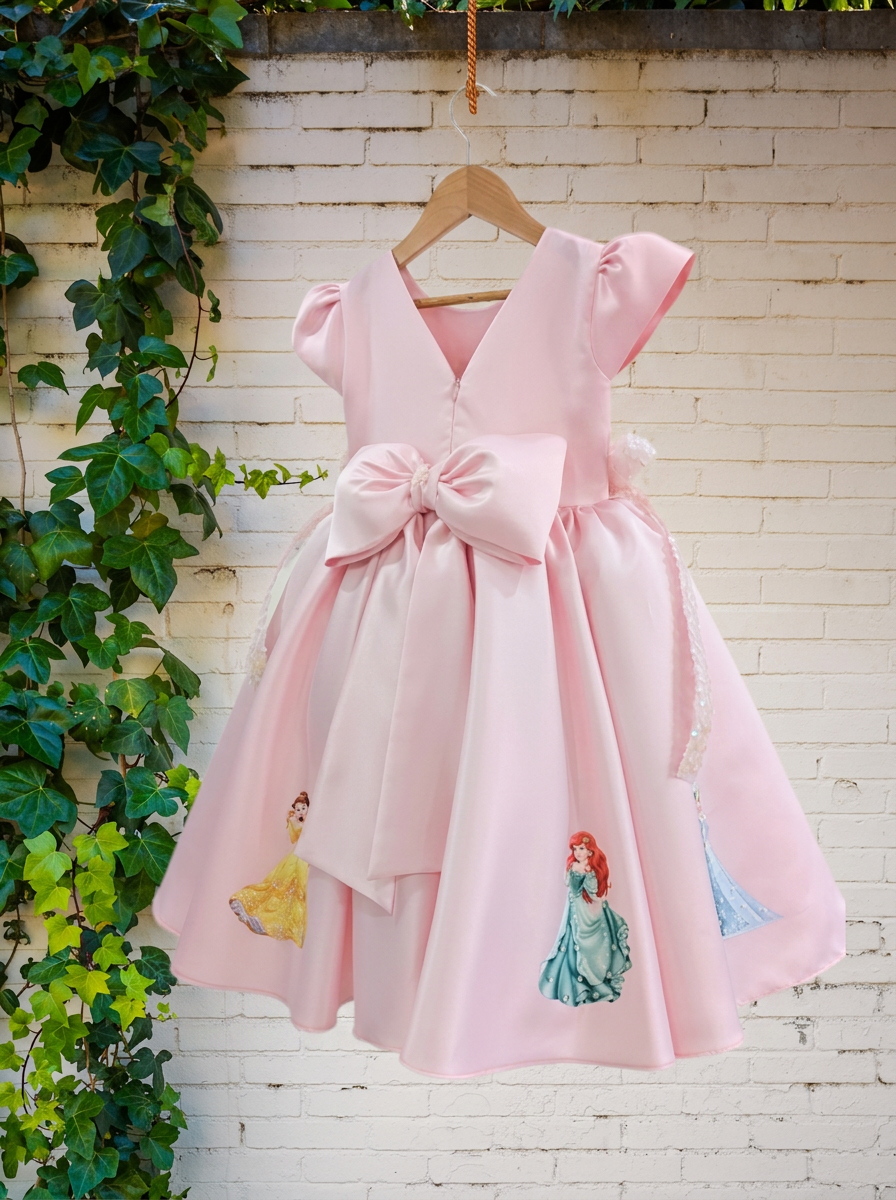 Pastel Pink Princess Birthday Dress for Girls | Customizable & Personalized Outfit