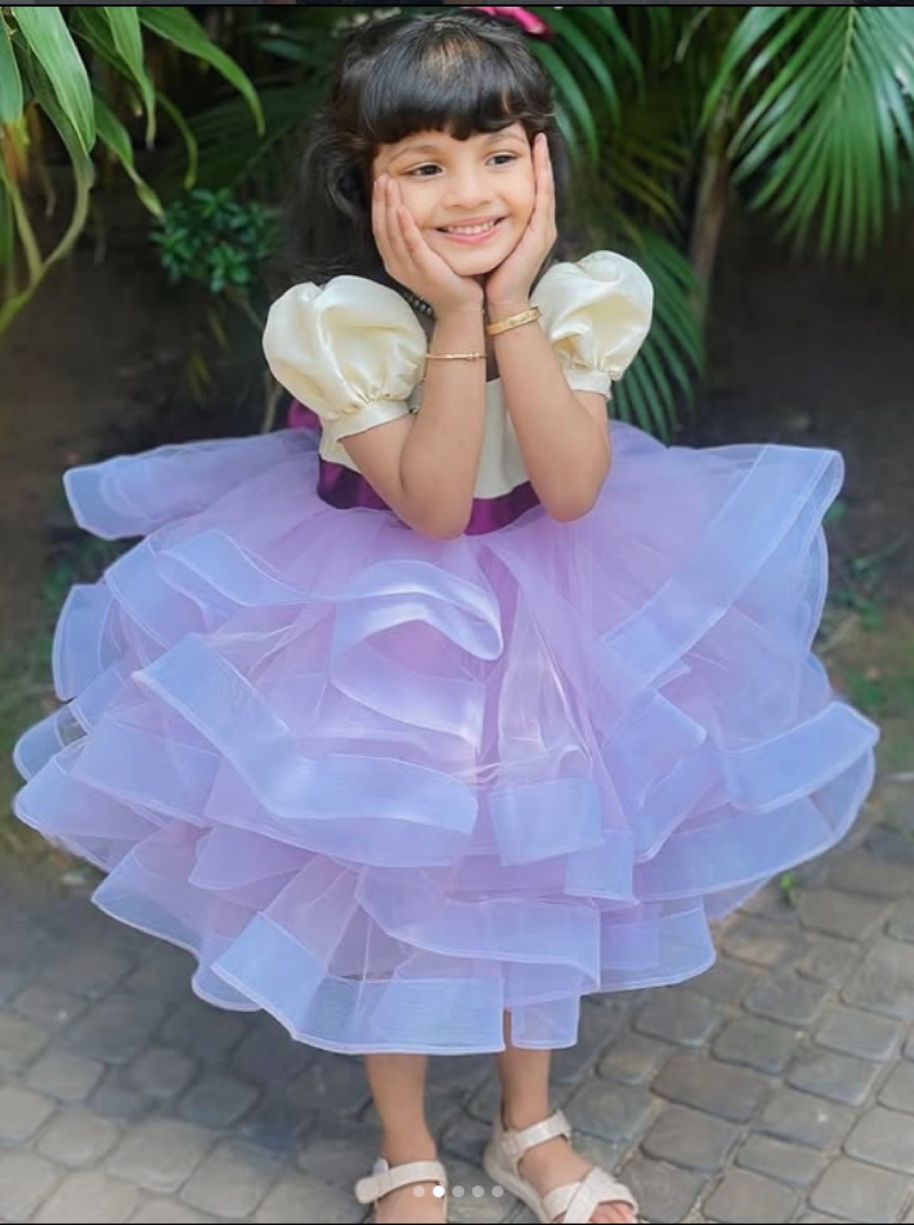 Lemon Yellow and Lavender Tulle Party Dress for Girls | Birthday Dress, Flower Girl Outfit