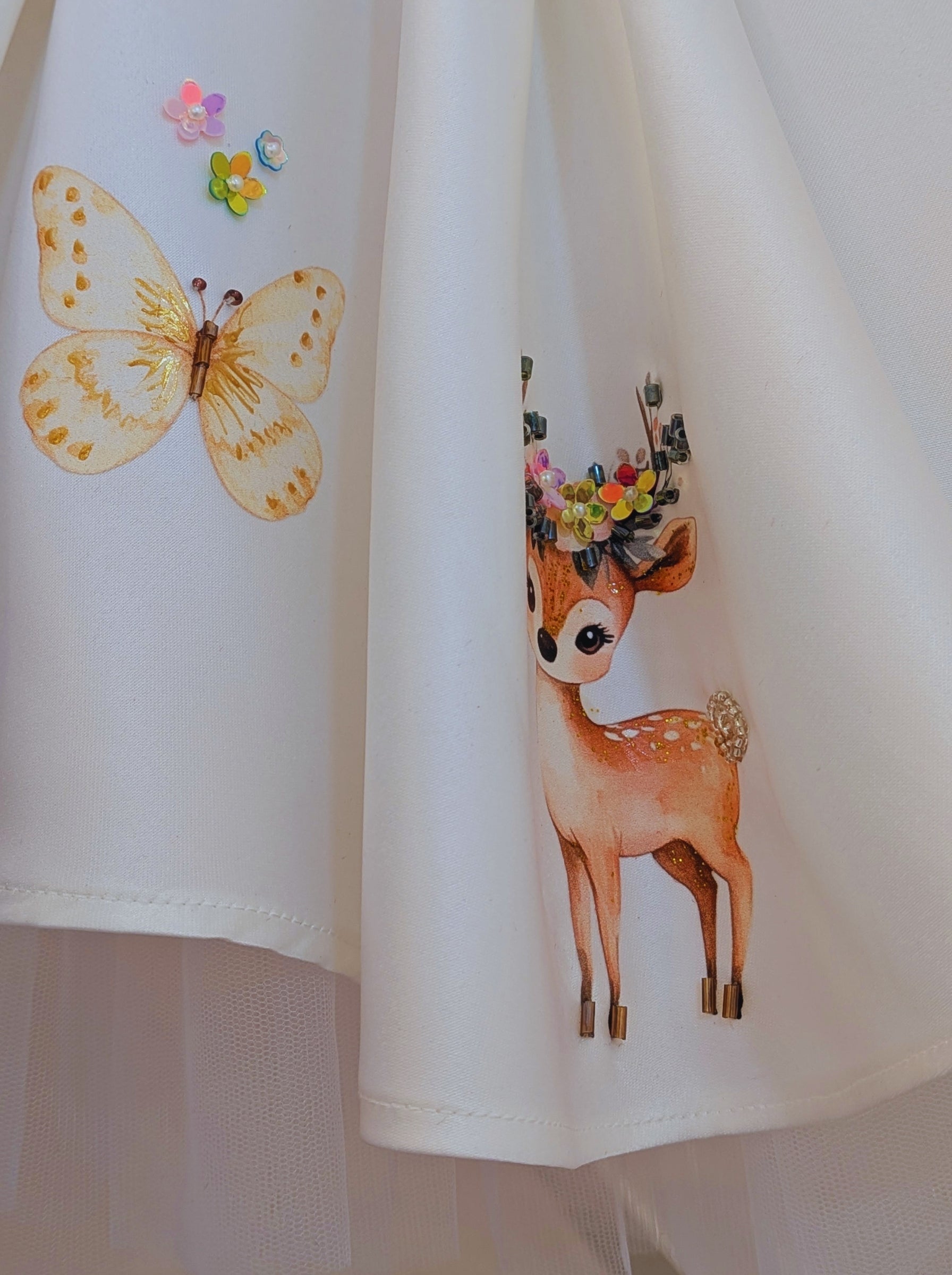 Customizable Duchess Satin Animal Theme Birthday Dress | Hand‑Embellished Zootopia Inspired Party Wear for Girls