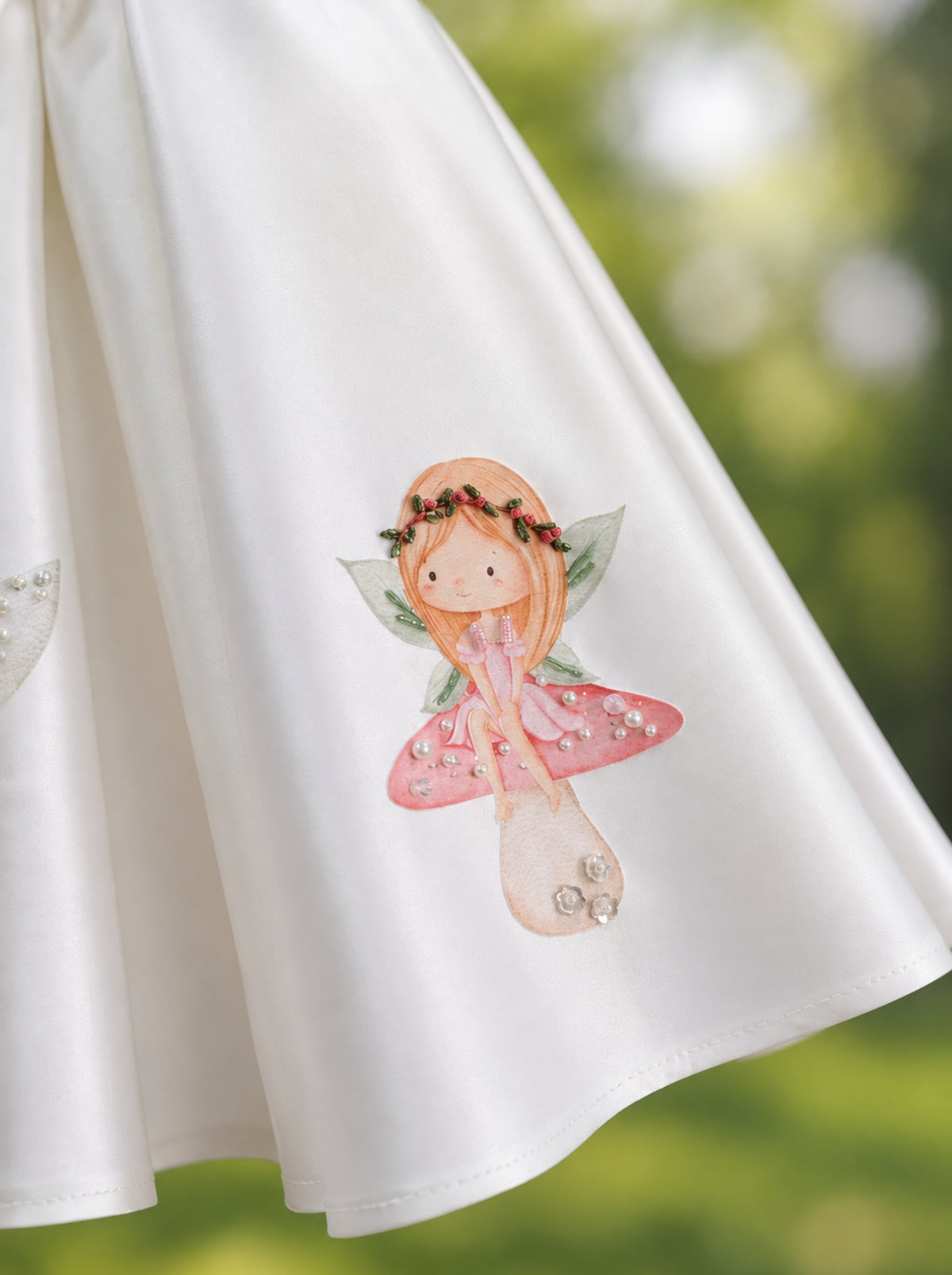 Close-up detail of fairy frock dress for girls