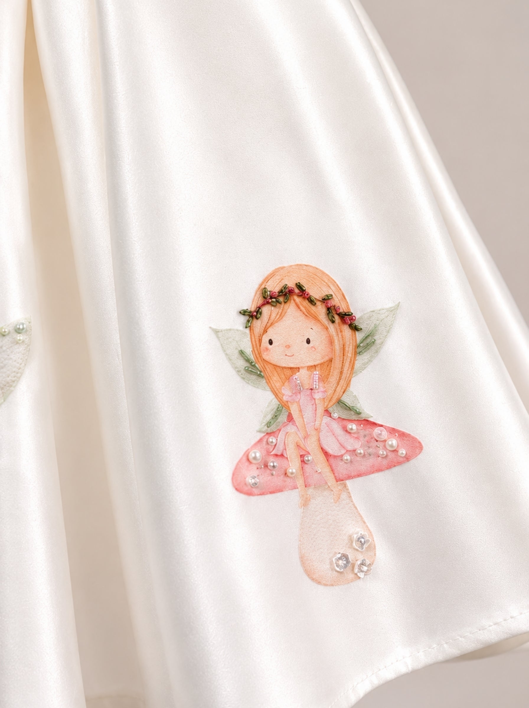 Flower Fairy birthday dress with puff sleeves and hand embellishments