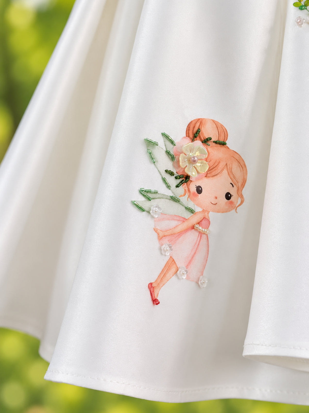 Fairy and floral detailing on girls fairy dress