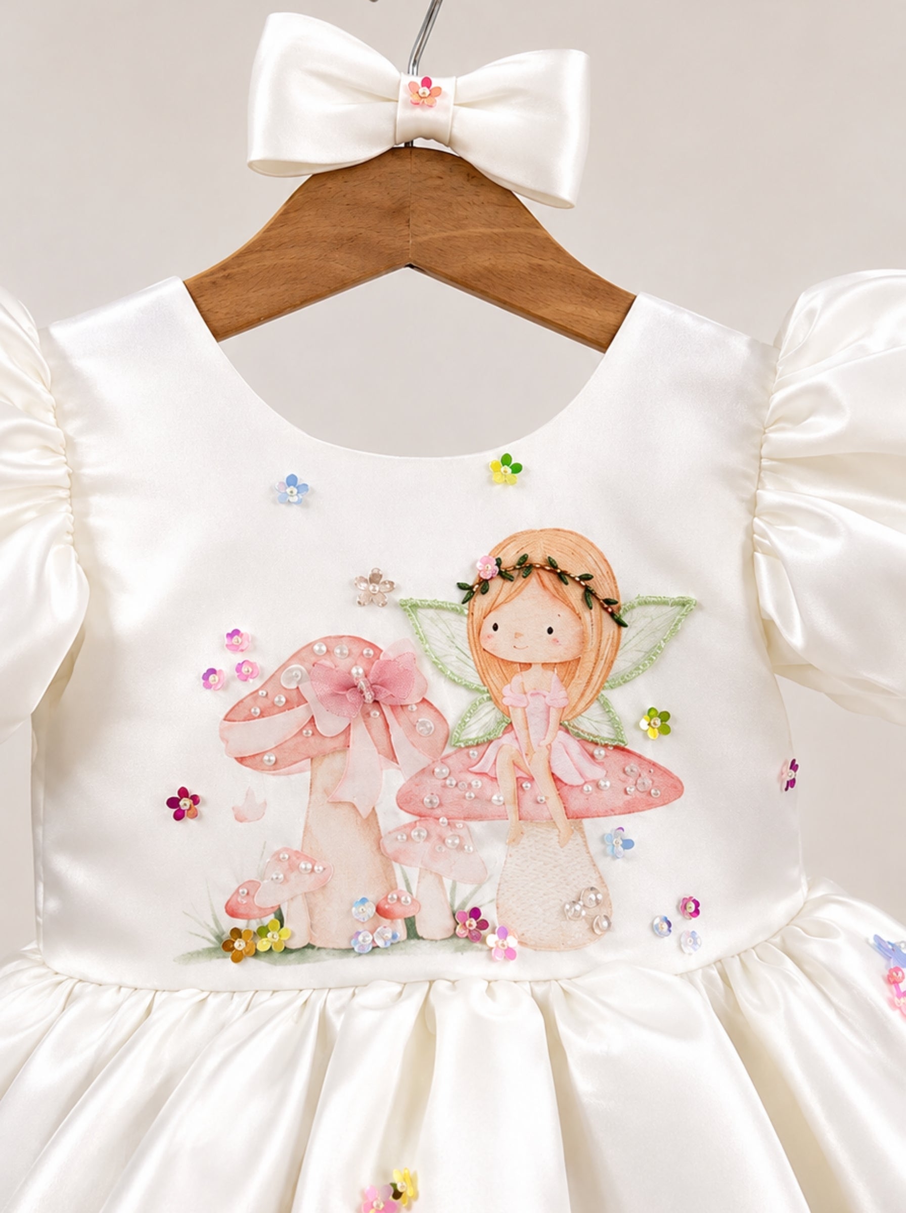 White Flower Fairy dress for girls with hand embellishments