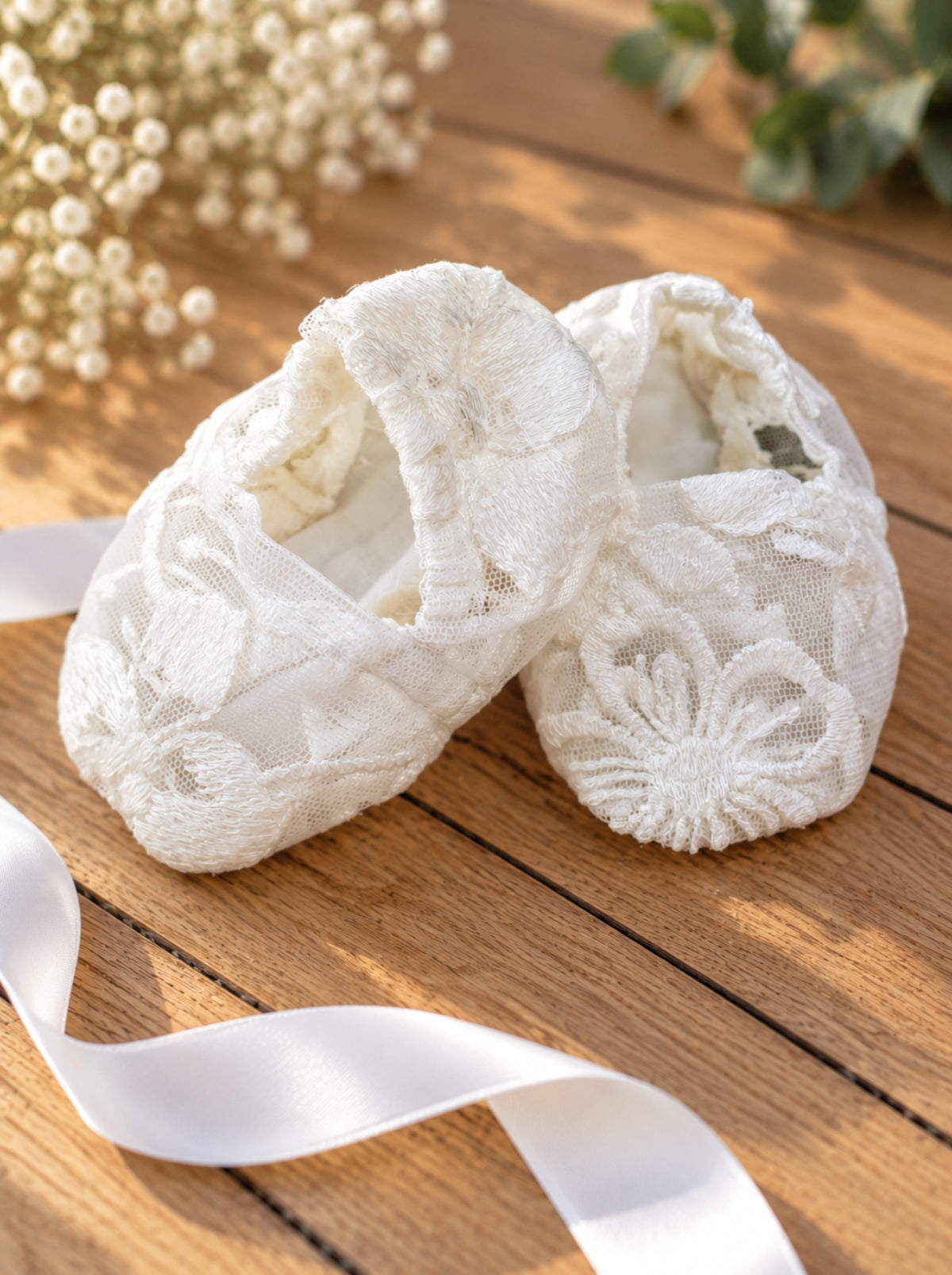 Claire | White Floral Lace Baptism & Christening Dress Set for Baby Girl