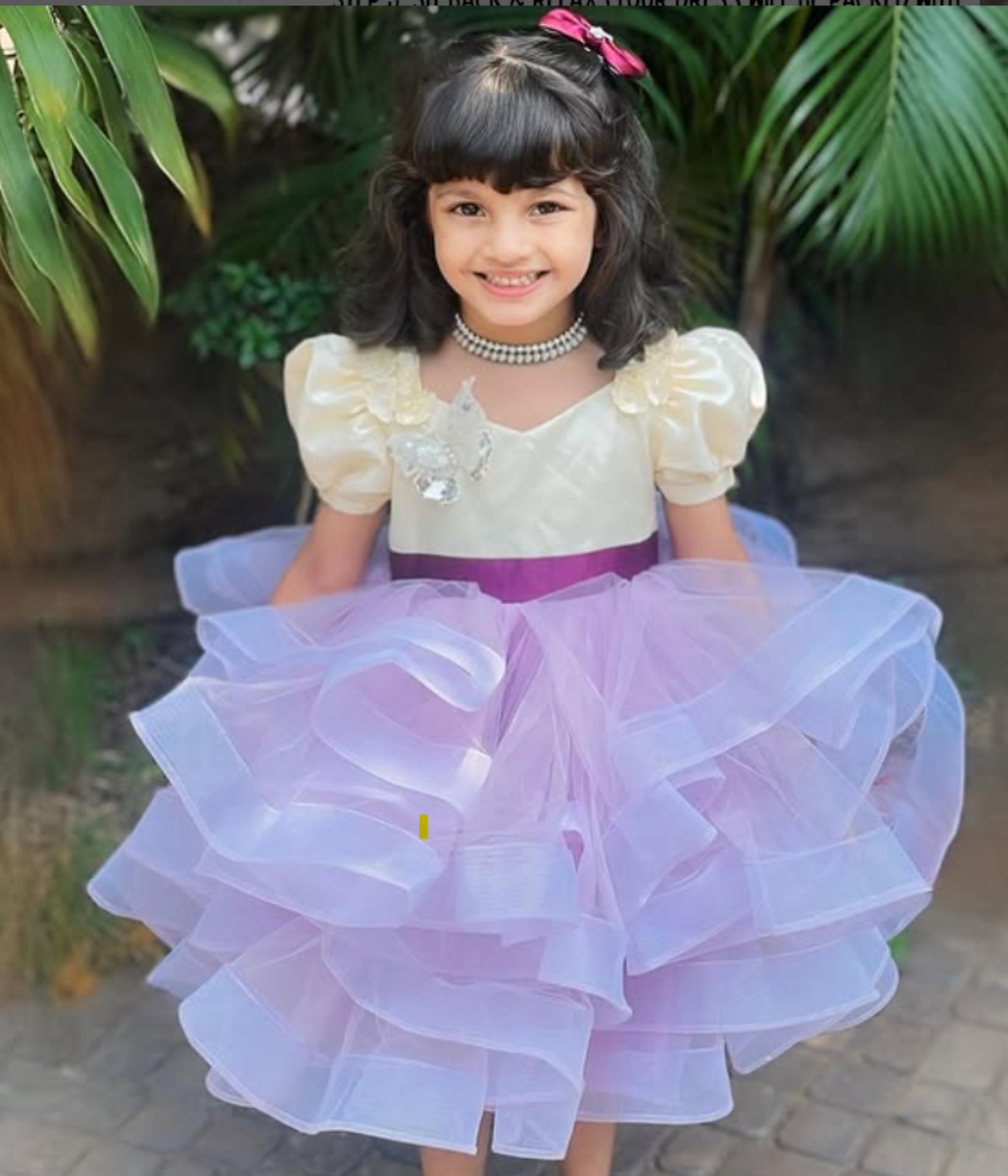 Lemon Yellow and Lavender Tulle Party Dress for Girls | Birthday Dress, Flower Girl Outfit