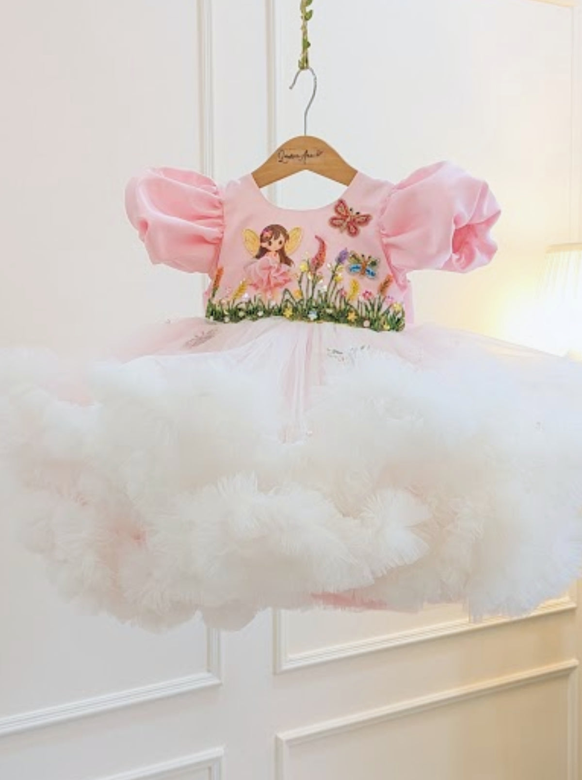 Cloud Fairy birthday dress for girls with 3D cloud skirt