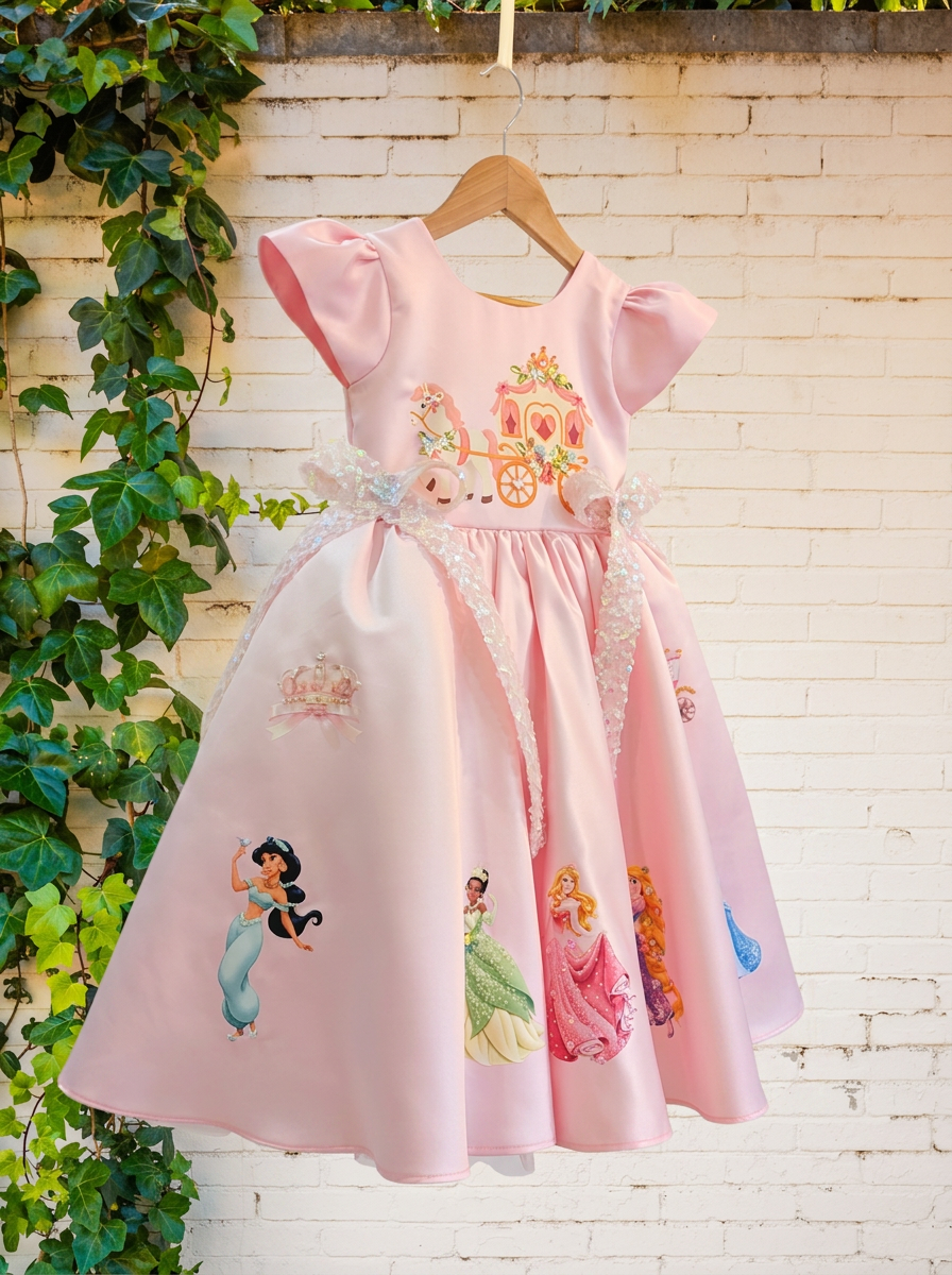 Pastel Pink Princess Birthday Dress for Girls | Customizable & Personalized Outfit