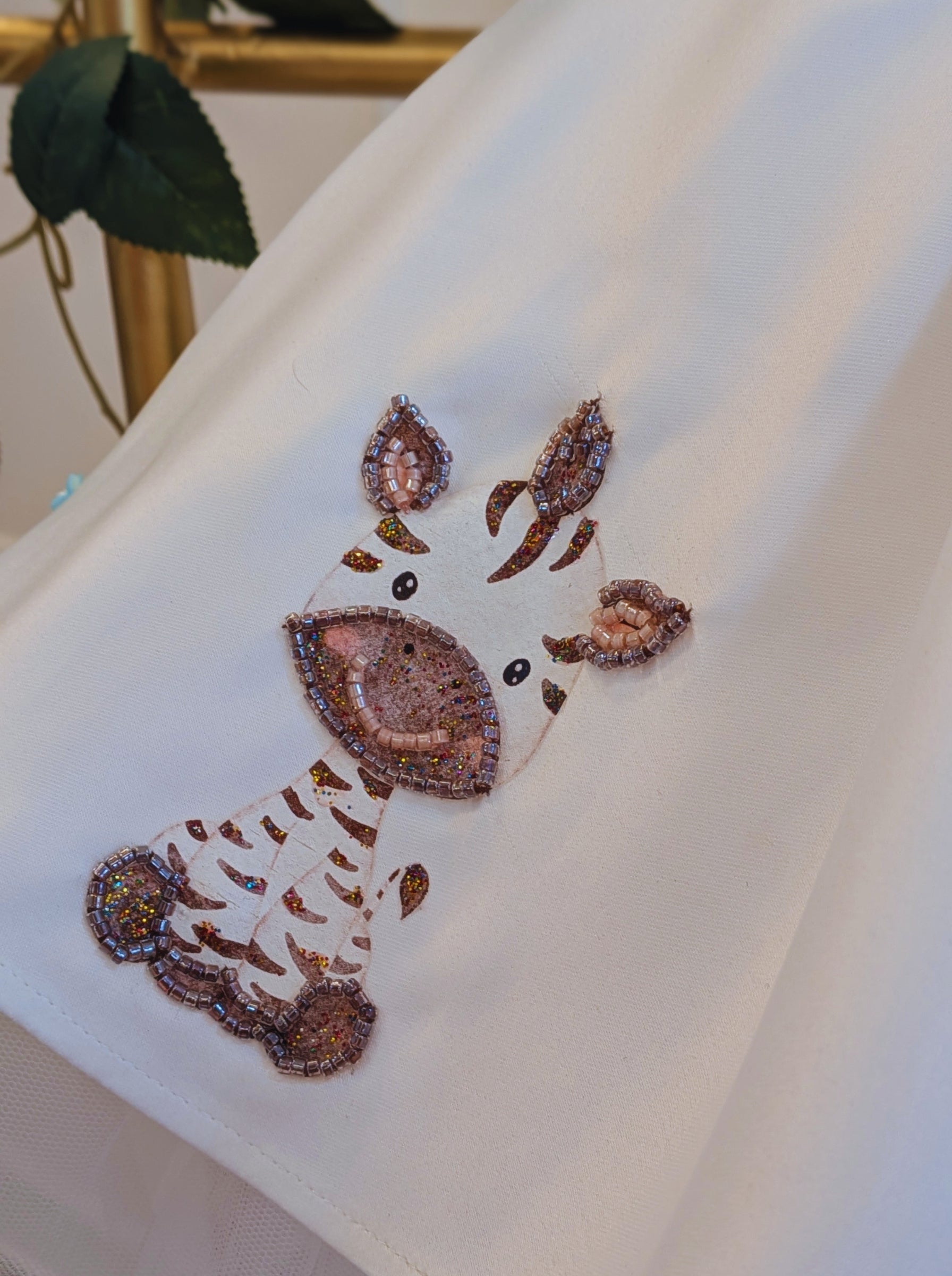 Customizable Duchess Satin Animal Theme Birthday Dress | Hand‑Embellished Zootopia Inspired Party Wear for Girls