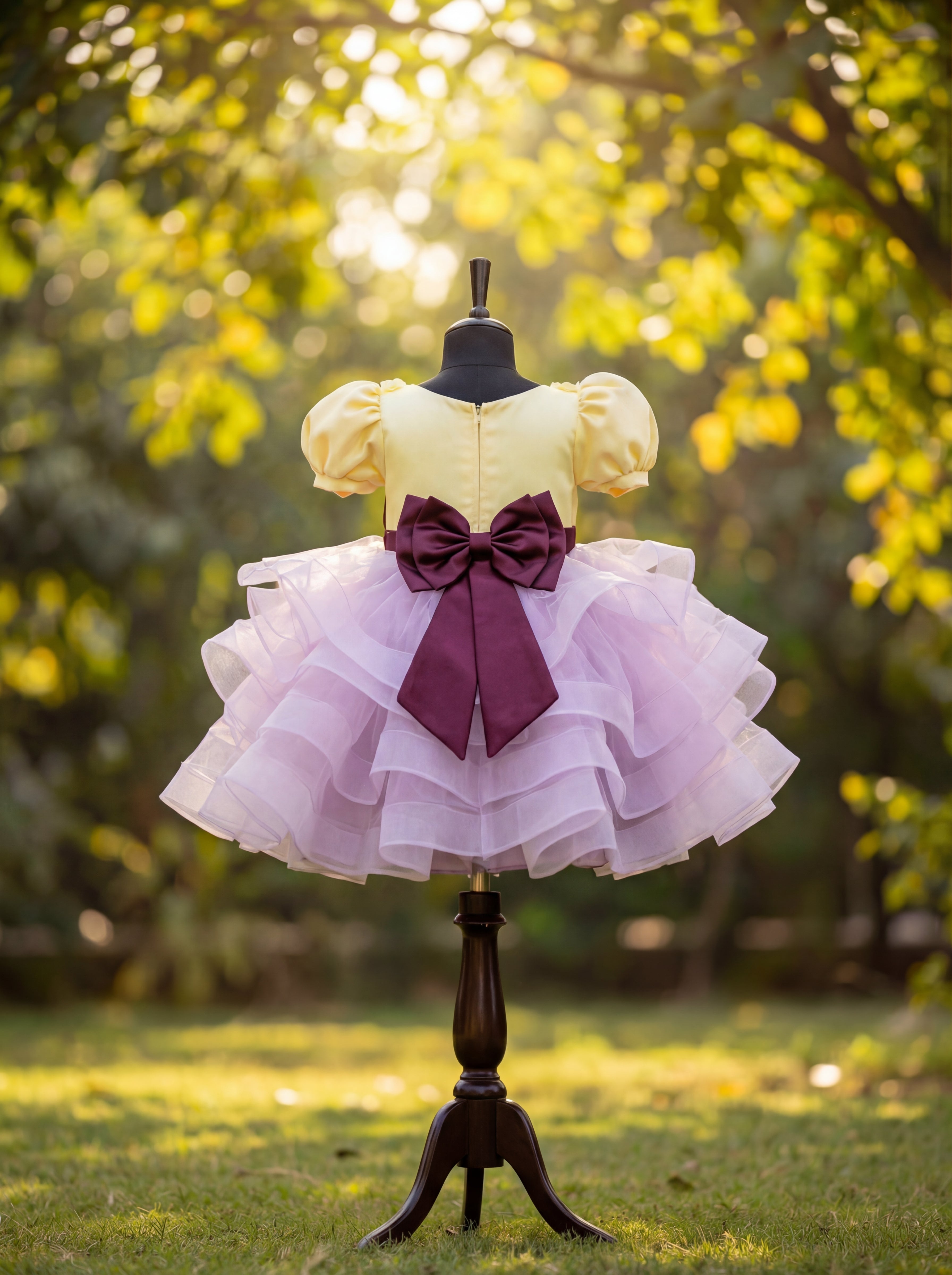 Lemon Yellow and Lavender Tulle Party Dress for Girls | Birthday Dress, Flower Girl Outfit