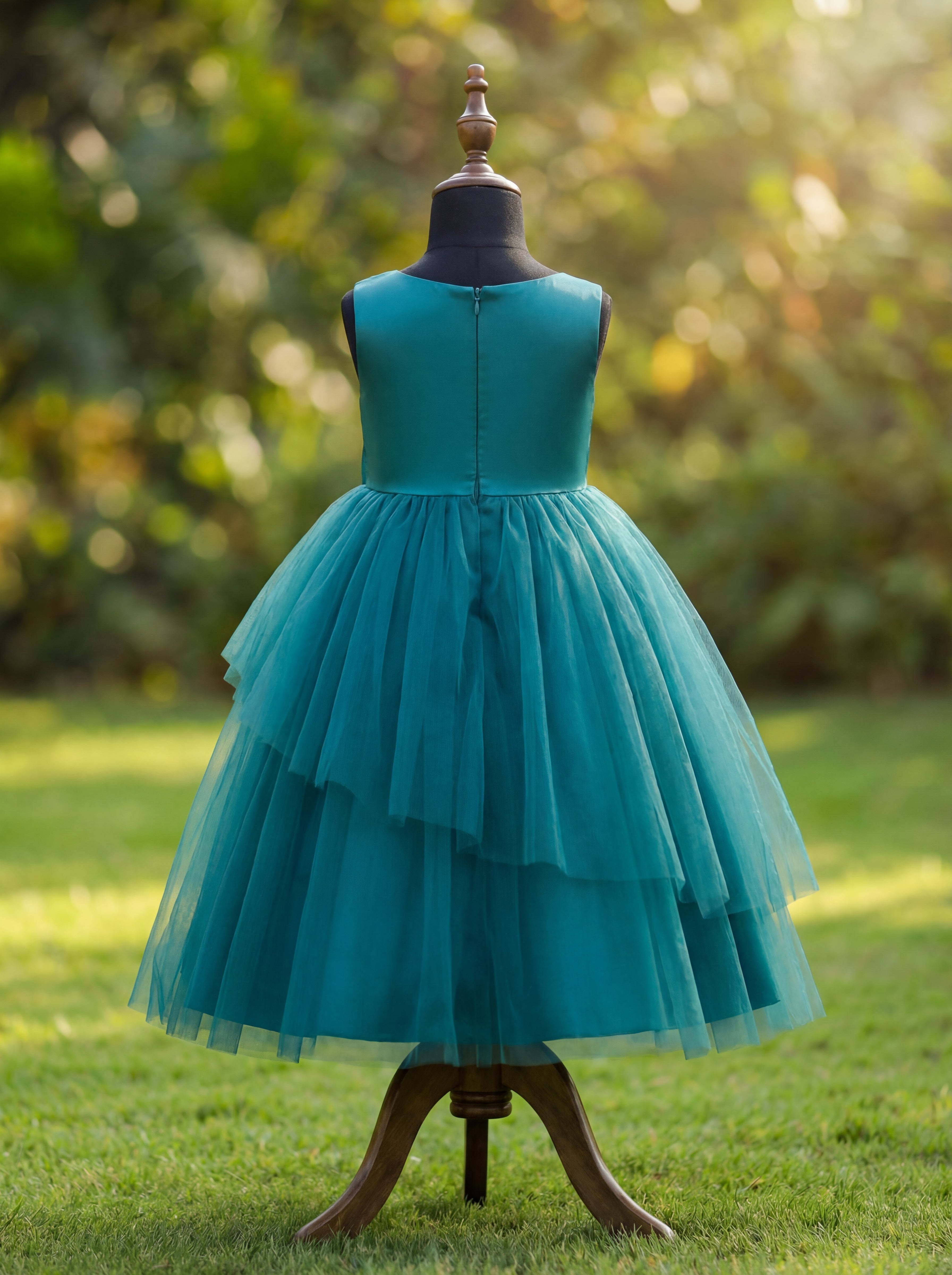 Teal One Shoulder Tulle Dress for Girls | Party Wear, Birthday Dress, Flower Girl Outfit