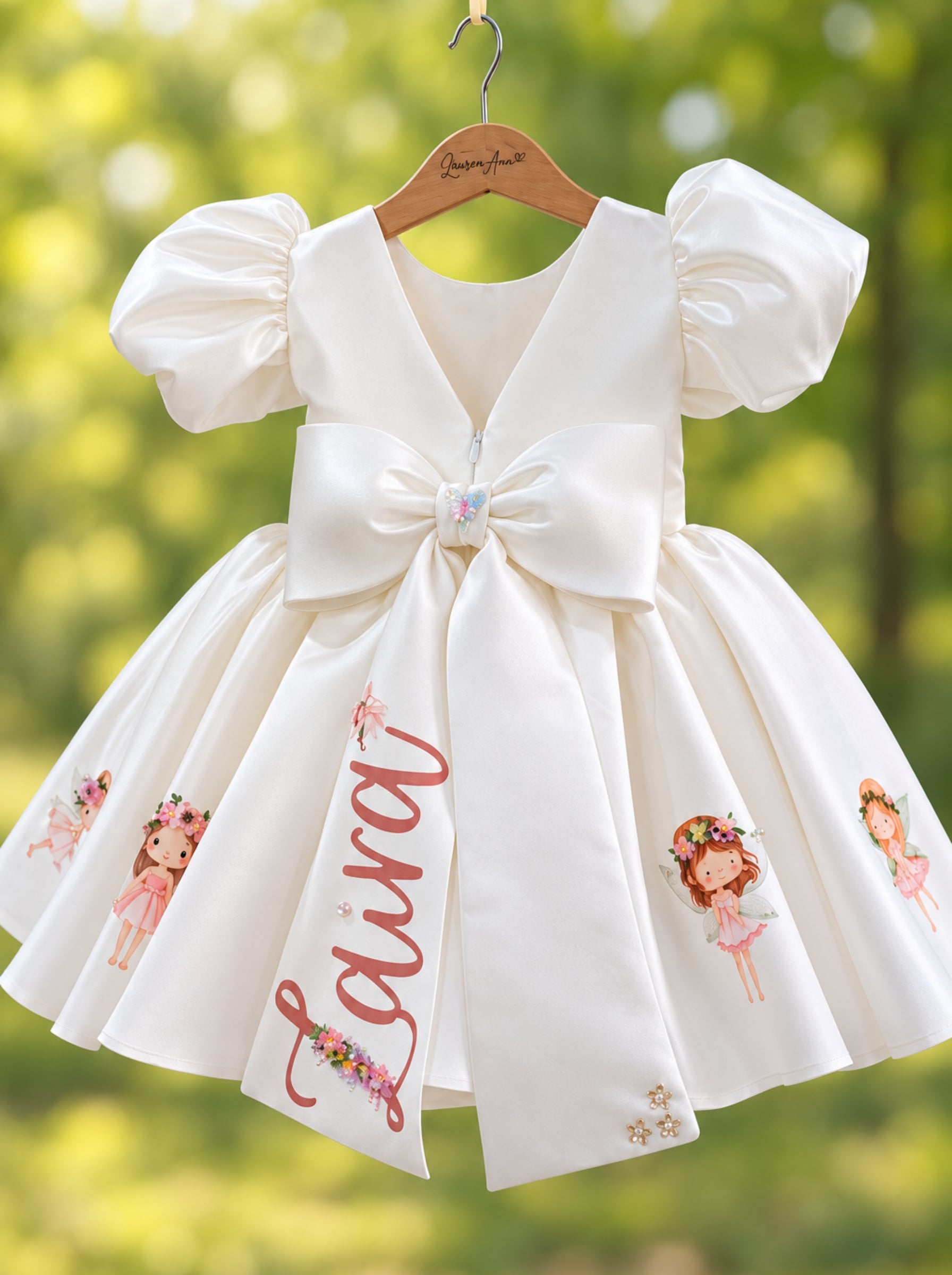 Back view of white fairy dress for girls