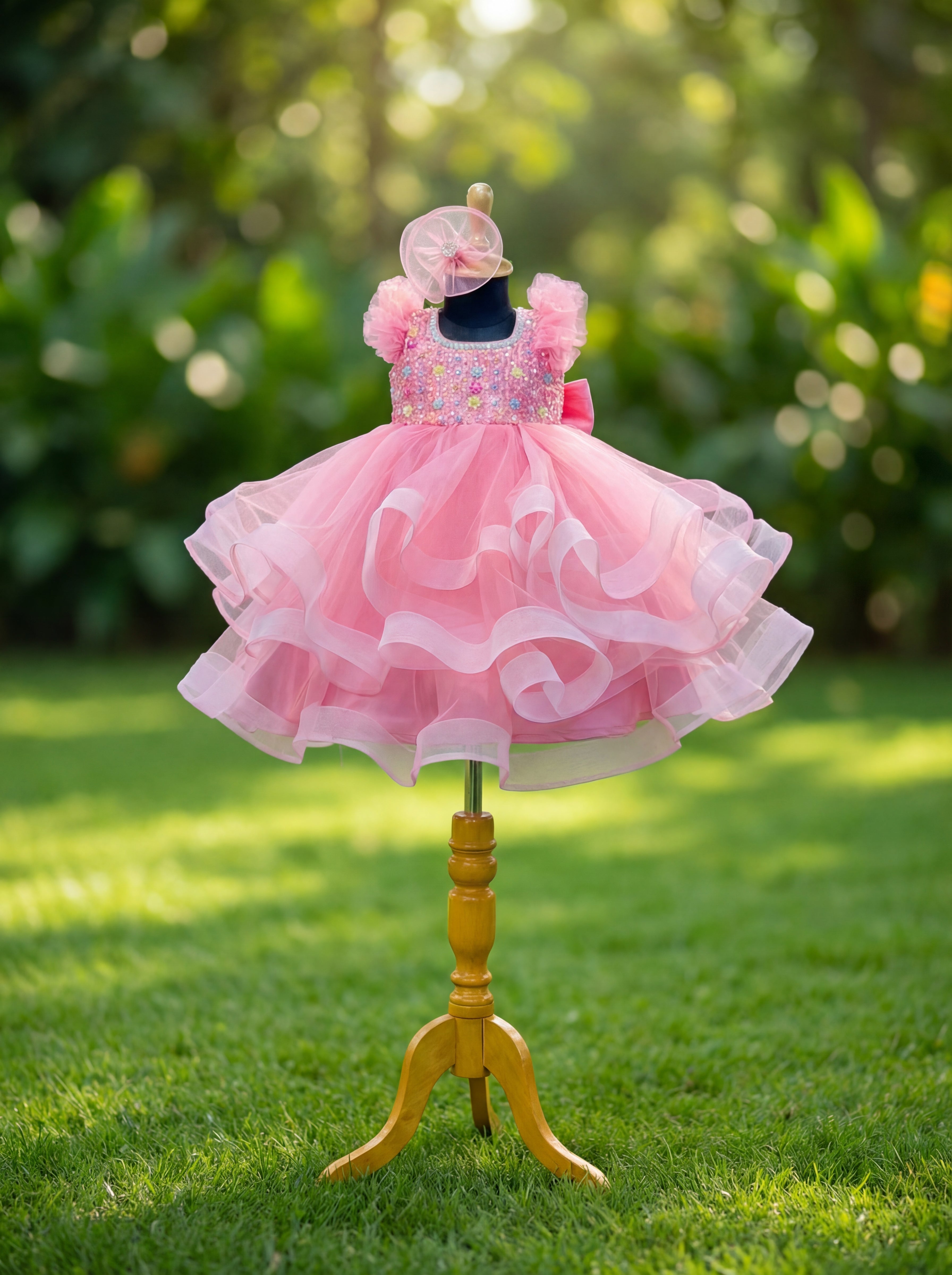 Pink Ruffled Tulle Party Dress for Girls | Birthday Dress, Princess Outfit, Special Occasion Wear