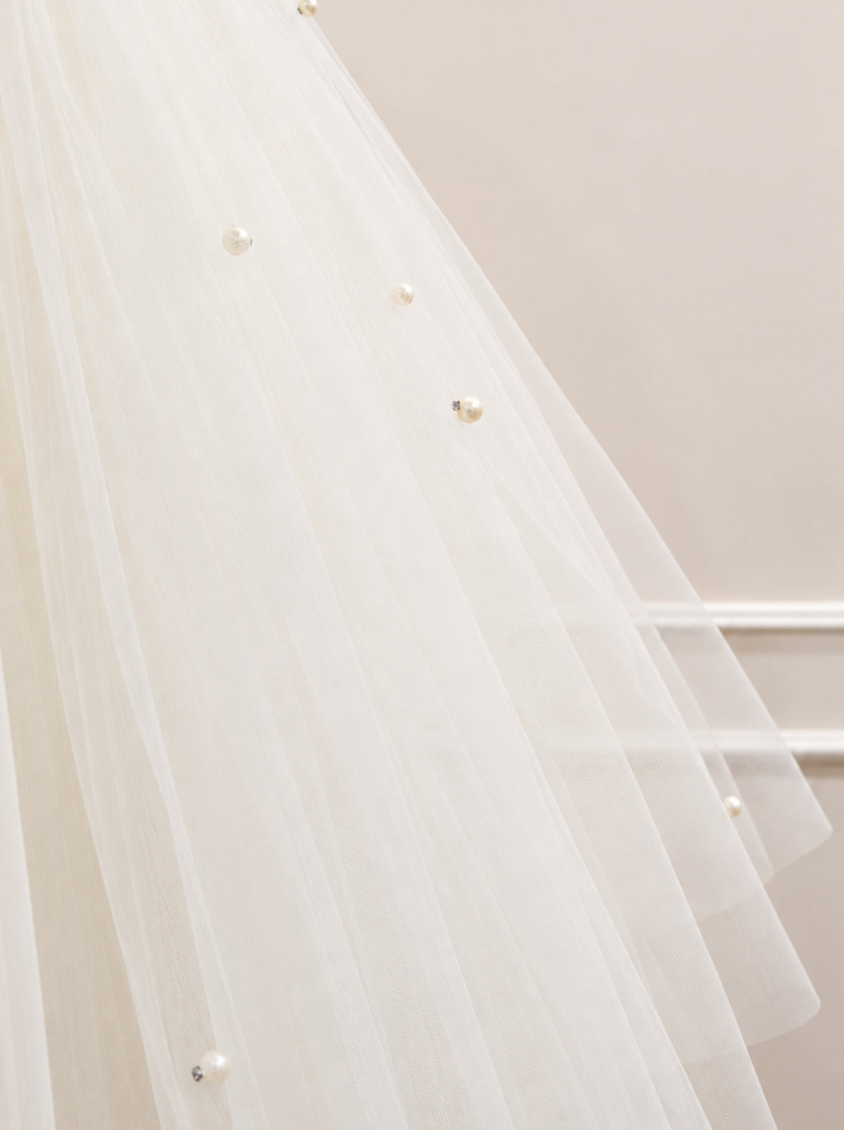 Layered ivory tulle skirt on girls special occasion dress