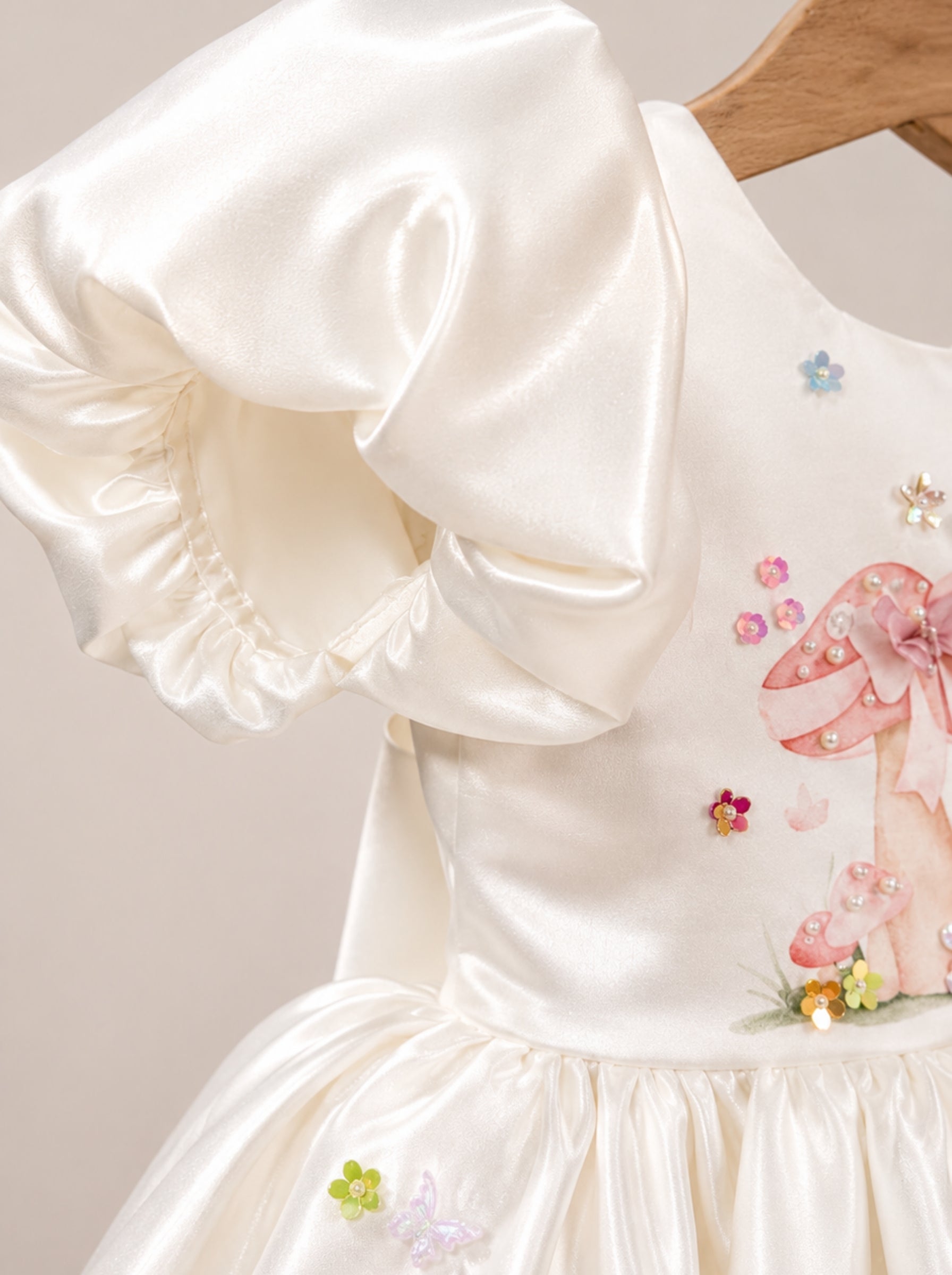 Handmade fairy birthday dress for girls with puff sleeves